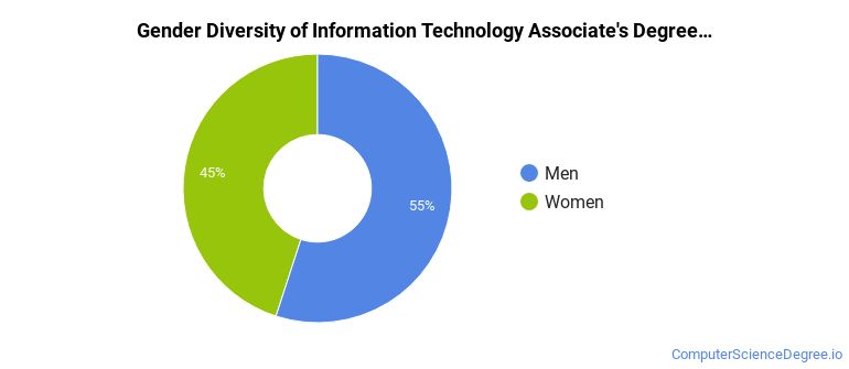 Colorado Technical University-Colorado Springs gender breakdown of Information Technology Associate's degree recipients